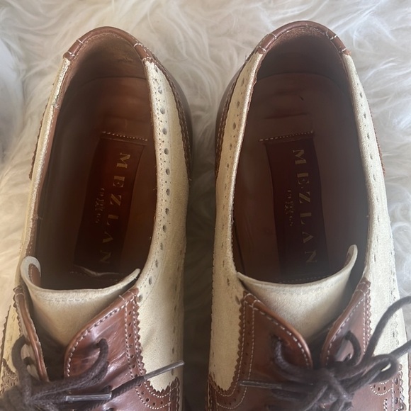 Mezlan Men’s Brown/Beige Wingtip Spectator Oxford Dress Shoes Size 8 - Picture 6 of 16